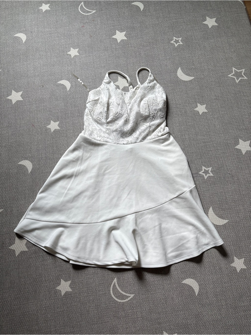 Speechless White Lace Bodice Slip Dress with Flared Hem